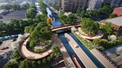 CGI image of new pedestrian and cycle bridge at Alperton