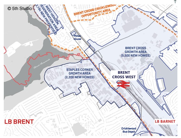 Brent Cross West station on regeneration map