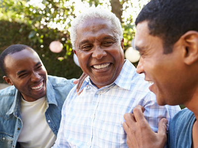 black men old and young happy 