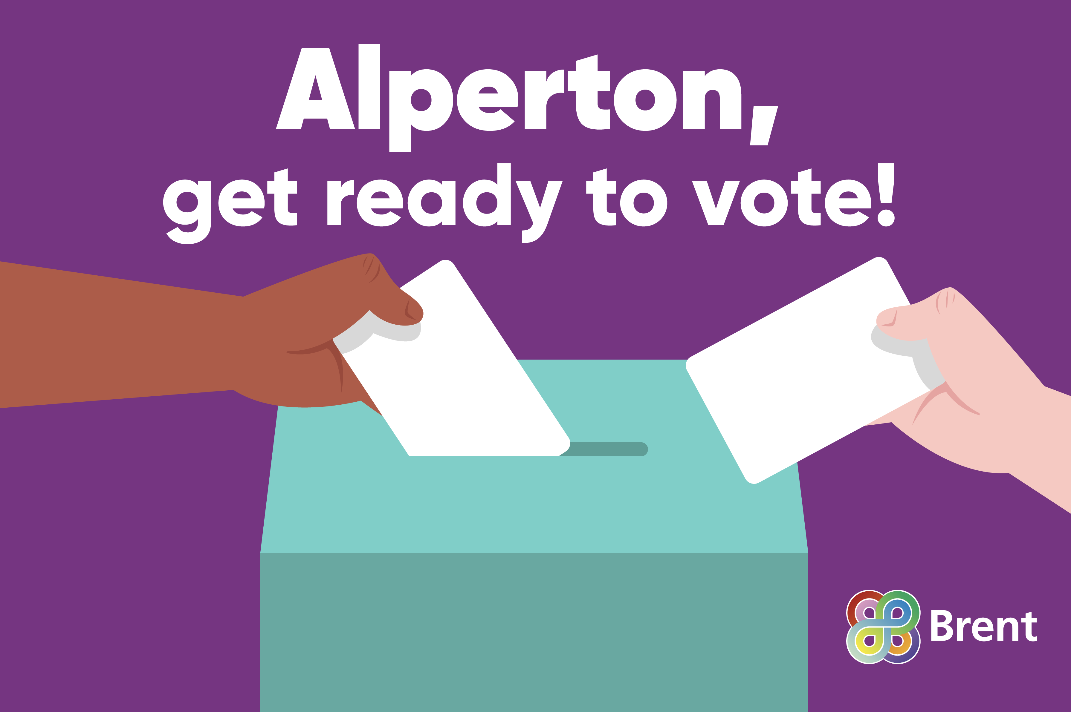 Alperton get ready to vote, with hands putting voting cards into ballot 