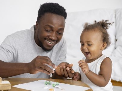 father little daughter spending time together