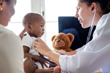 Baby visiting doctor checkup