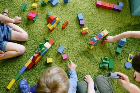 kids playing with building blocks