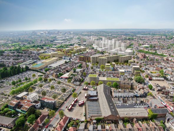 Church End masterplan aerial view