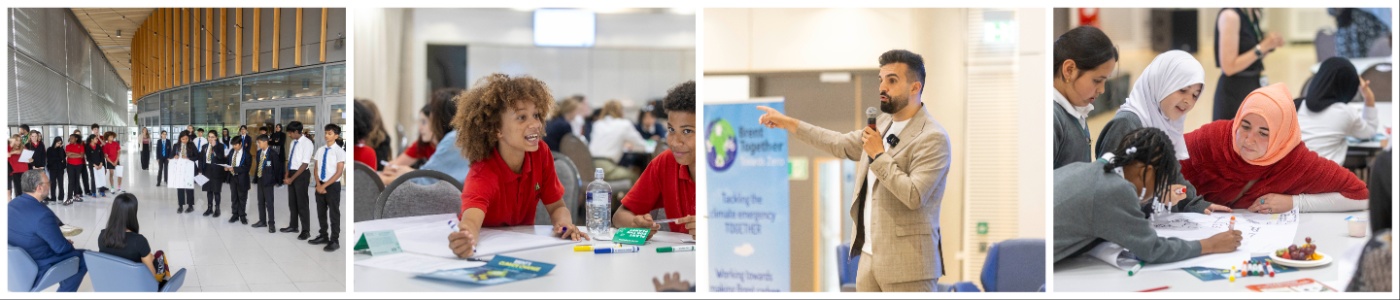 A montage of four photos taken at the 2025 schools climate summit