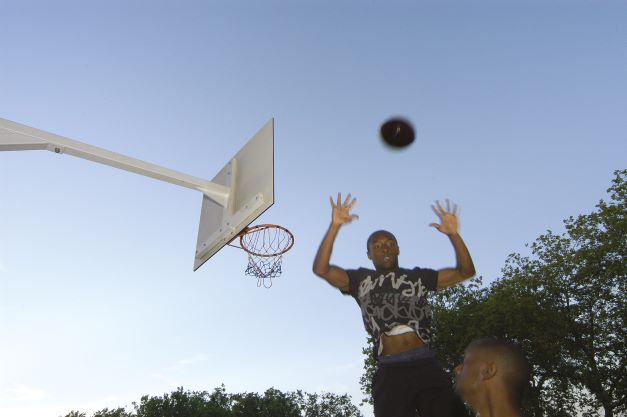 man playing basketball