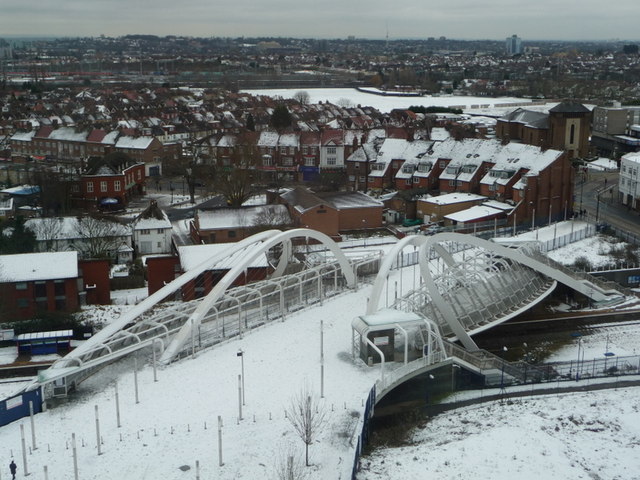 snow covering wembley stadium station